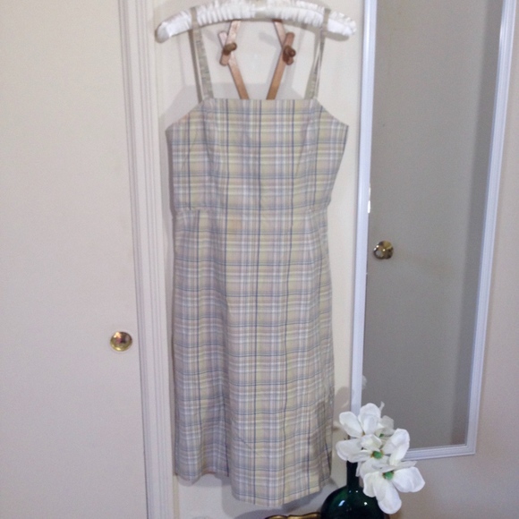 J. Crew Dresses & Skirts - J. CREW Tan, Blue, White Plaid Dress Size XL